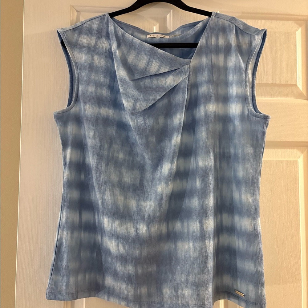 Blue Tie-Dye Sleeveless Top